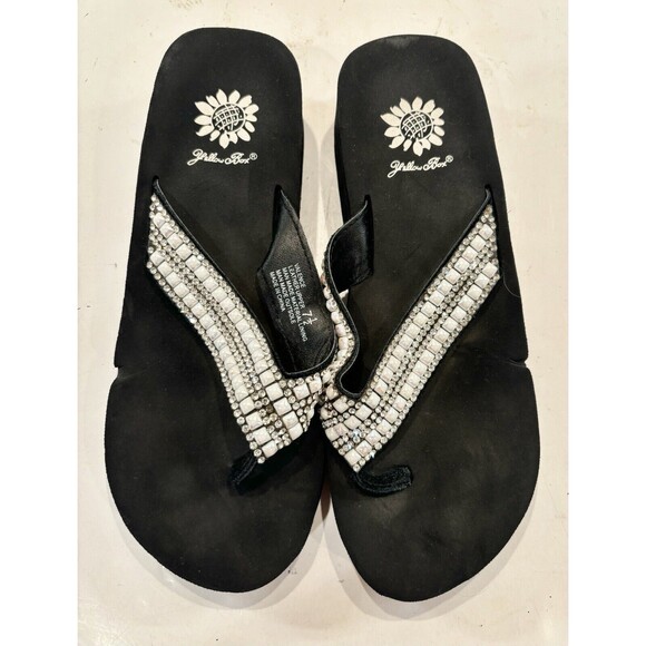 Yellow Box Women's Valence Sparkle Wedge Thong Sandal Flip Flop Size 7.5‎ - Picture 1 of 6